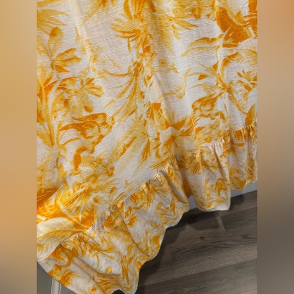 Express Yellow and White Sleeveless Ruffled Maxi Dress floral vacation whimsical - Picture 8 of 14